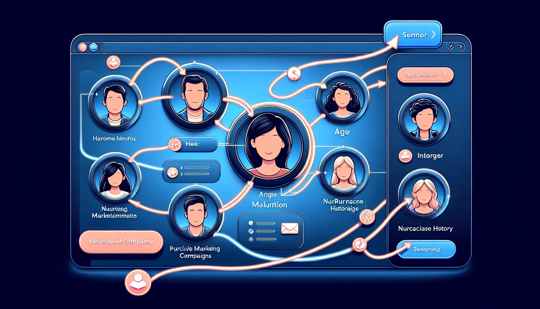 Ilustración de la segmentación de contactos con propiedades