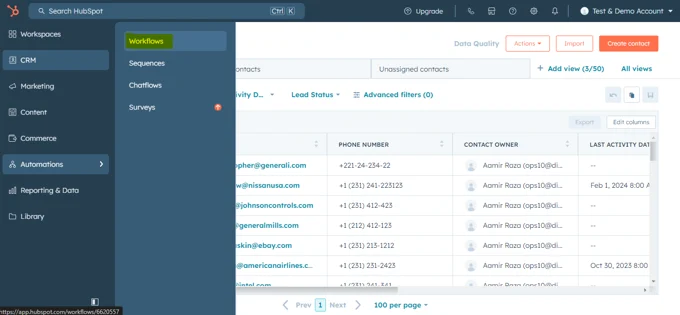 Step 1: Access HubSpot Workflows