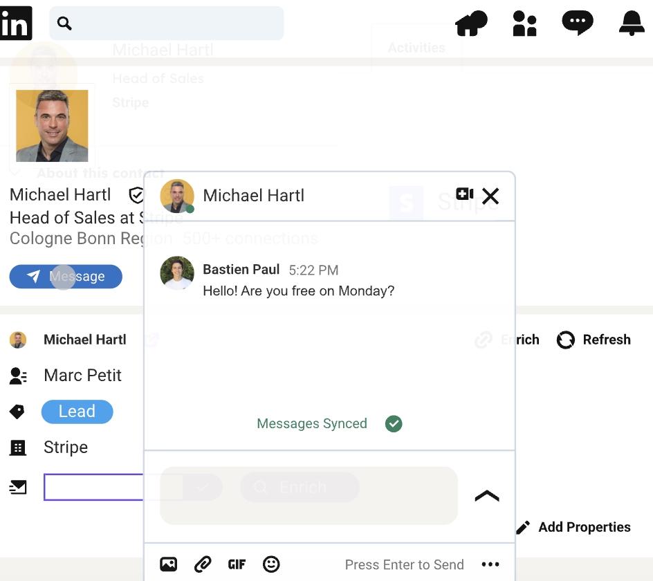 Synchronisiere deine LinkedIn Konversationen und Profil Infos in HubSpot mit Hublead