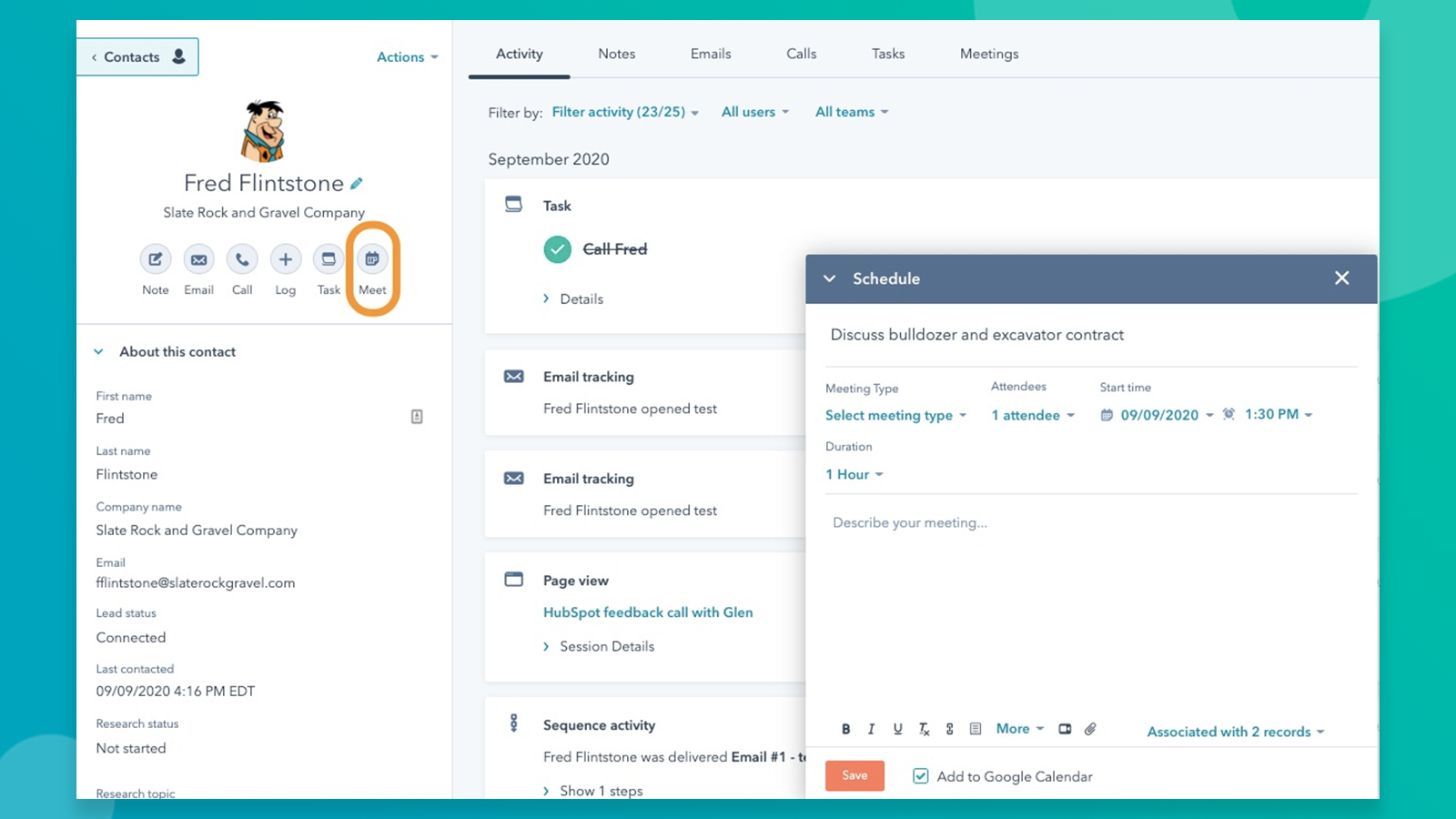 Créer des réunions directement depuis la fiche HubSpot