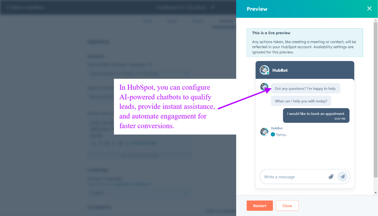 Chatbots con IA de HubSpot para una mejor generación de leads