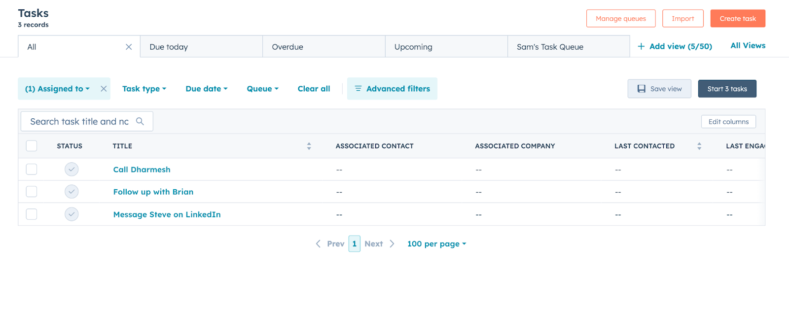 Comment créer des tâches manuellement dans HubSpot
