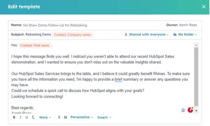 Secuencia de Follow-up de No-Show al Demo