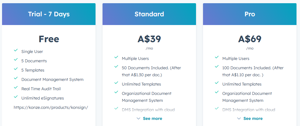 KONSIGN pricing