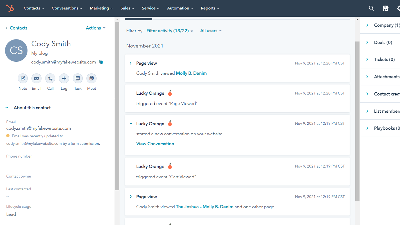 lucky orange hubspot integration