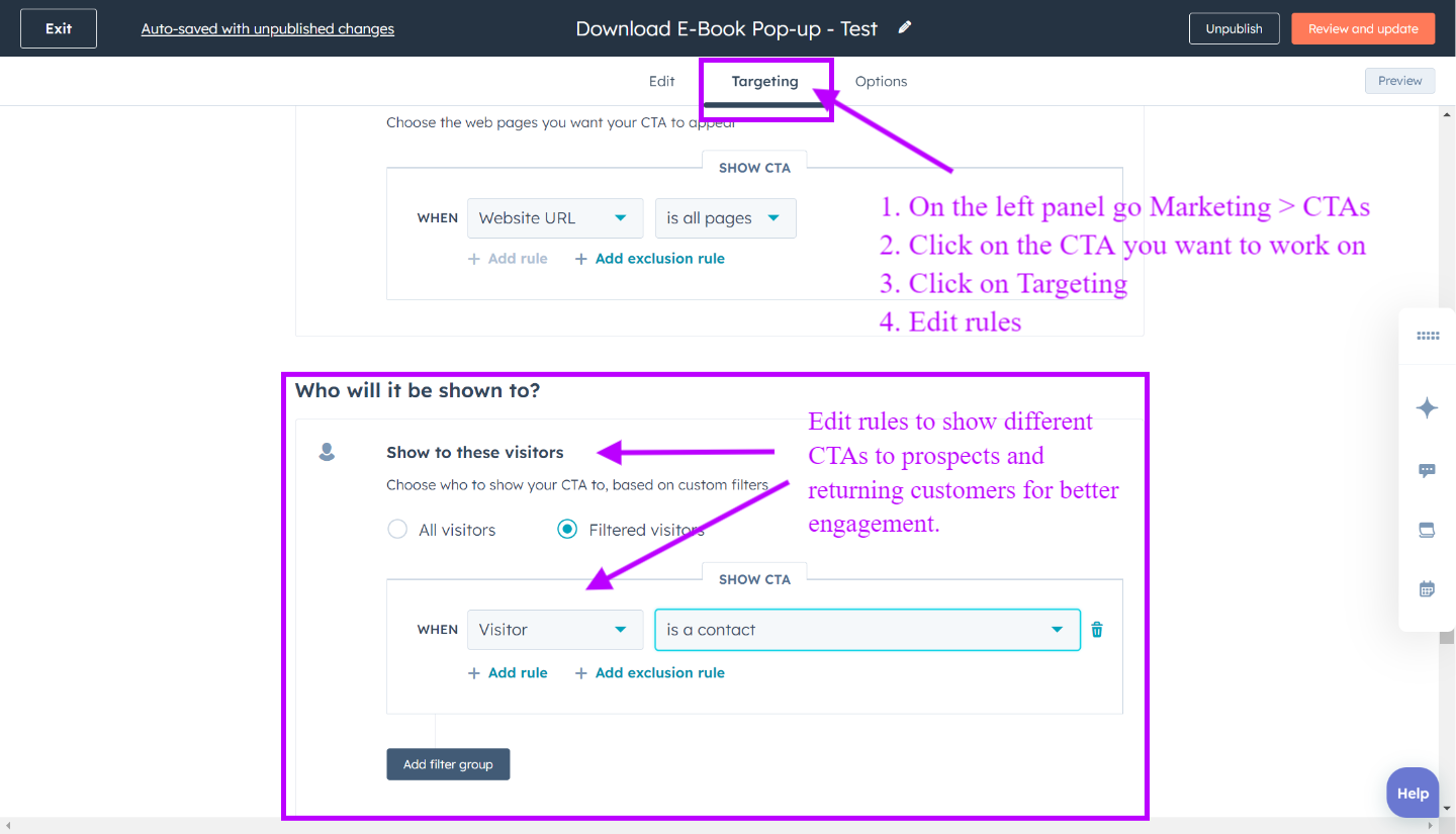In HubSpot set rules to target your CTAs audience making sure the same lead don't get the same CTA twice