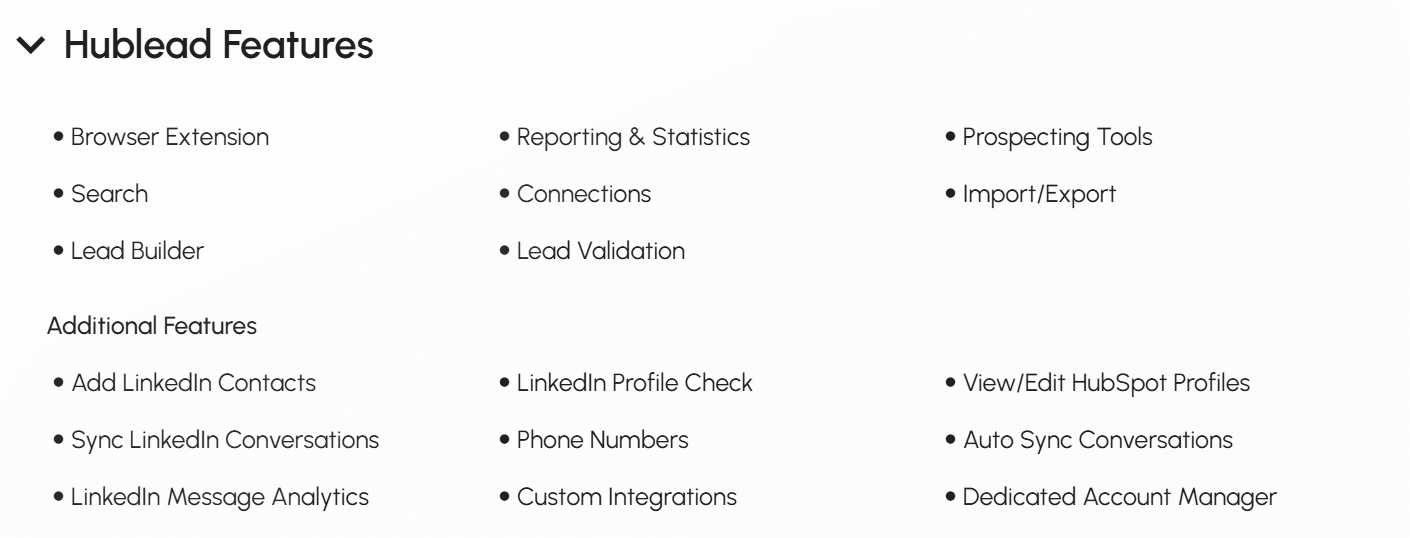 Découvrez toutes les fonctionnalités de Hublead - Intégration LinkedIn HubSpot