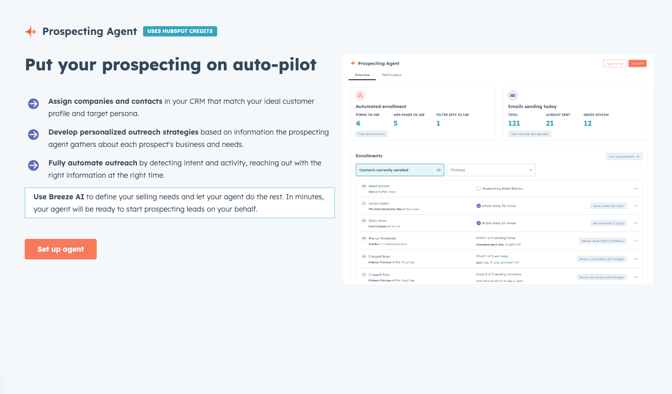 1. Run through the prospecting agent setup