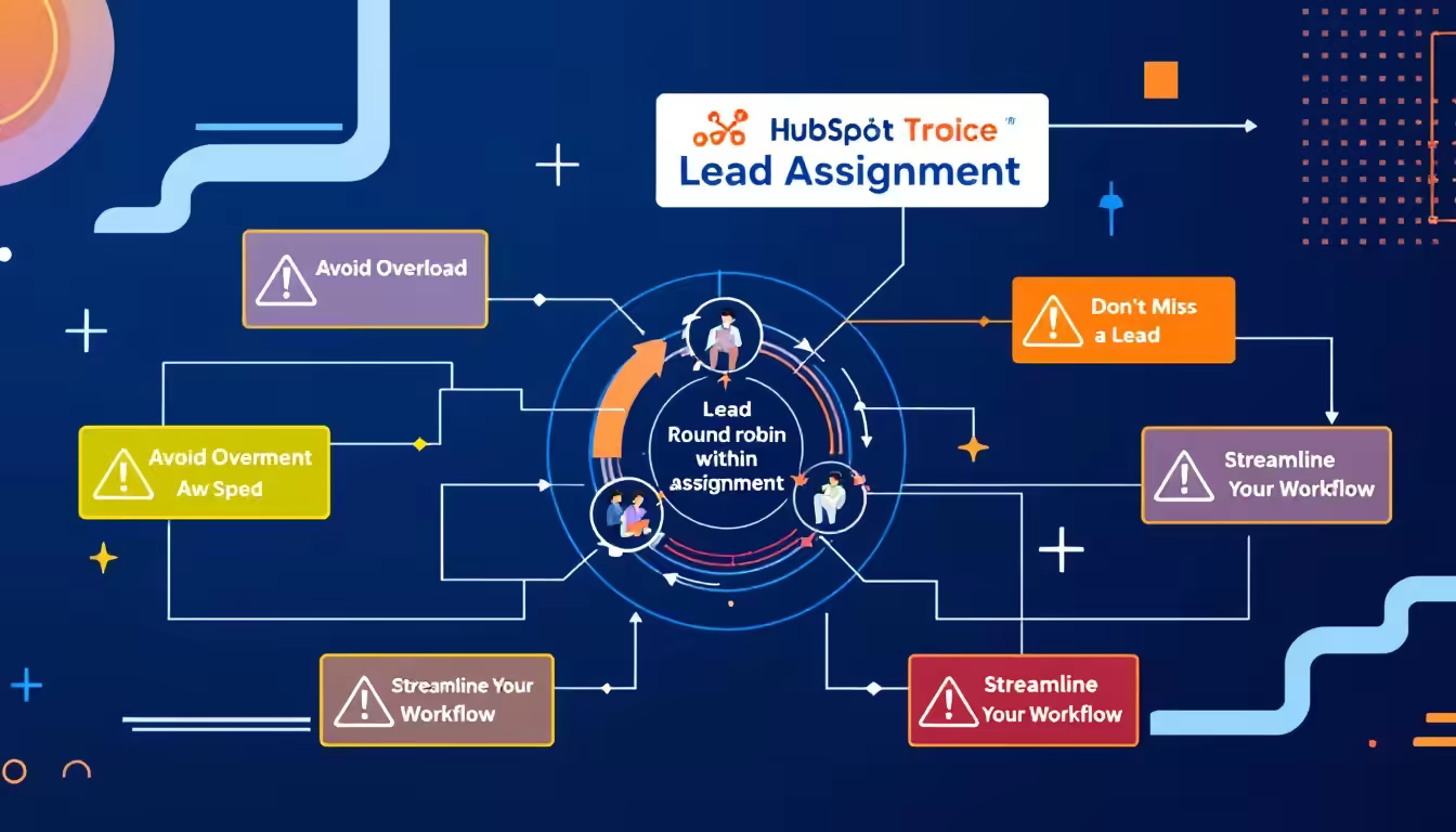 Défis rencontrés avec l'attribution des leads en round robin sur HubSpot illustrés avec des panneaux de mise en garde.