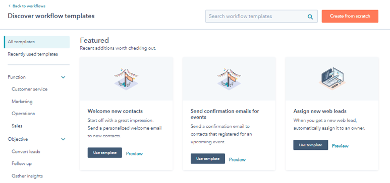 Création de Workflow HubSpot depuis un template