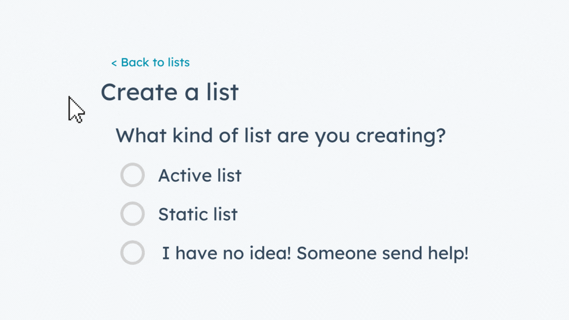 Crear listas estáticas y activas - Tipos de listas de HubSpot