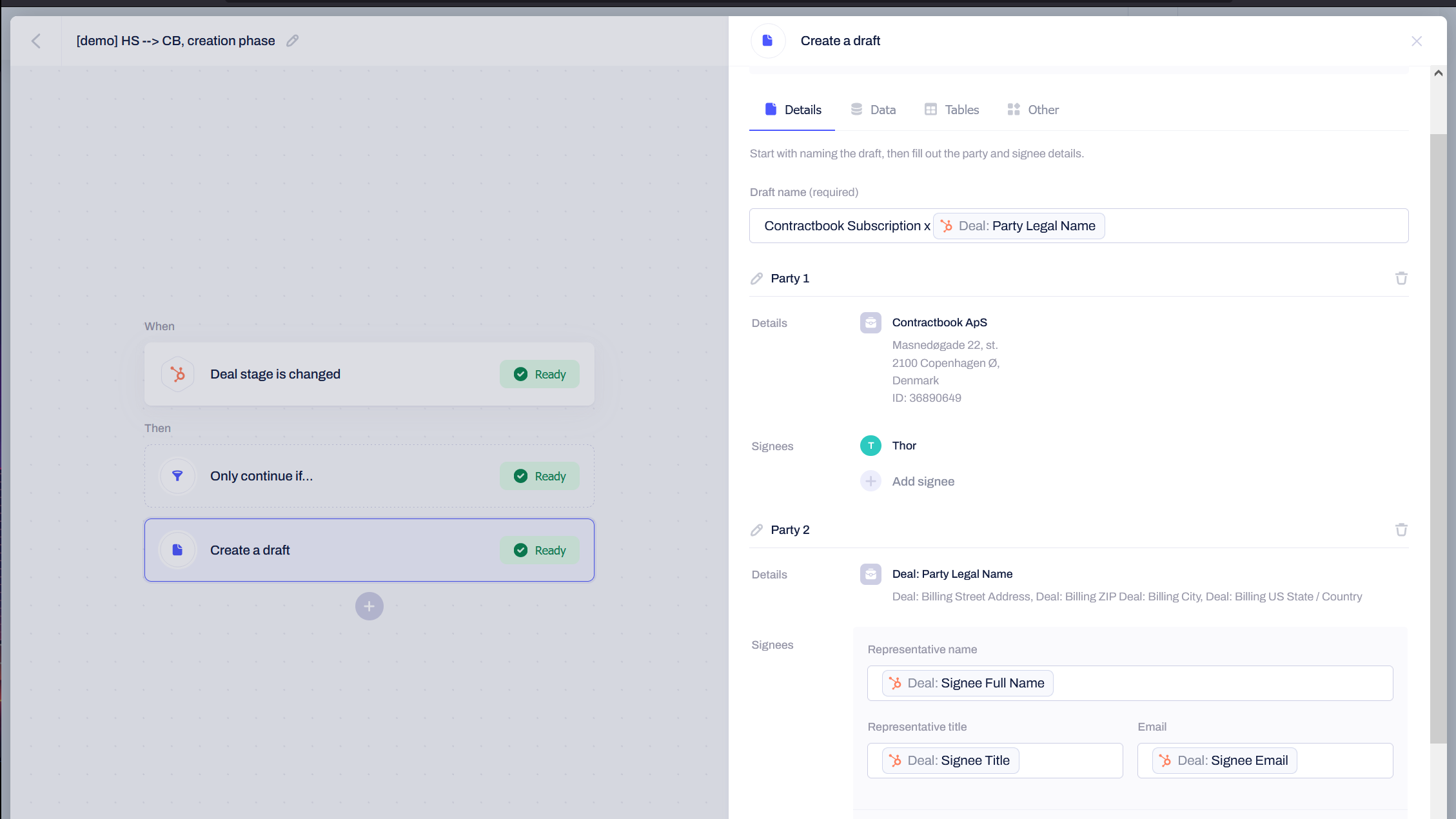 Contractbook te permet de mapper les données de deal et les champs associés directement dans tes contrats.