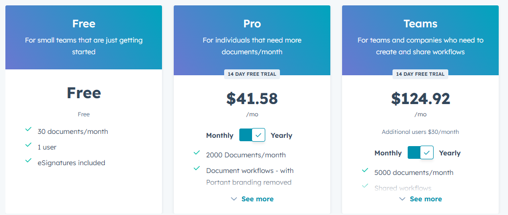 Tarifs Create Google Docs/PDF + eSign