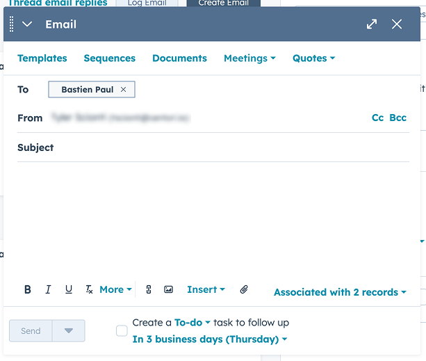 Send from the contact record