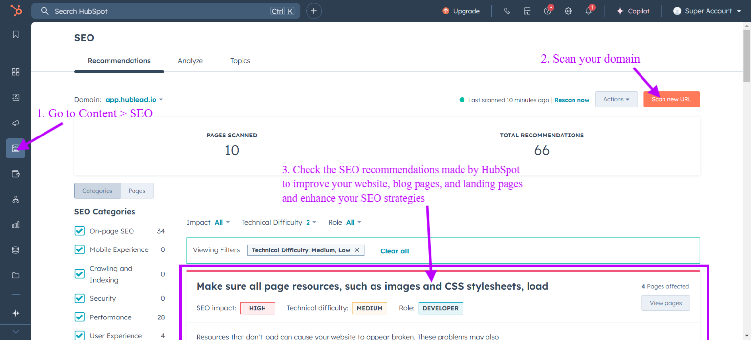 Ve a tu cuenta de HubSpot para acceder a la optimización SEO impulsada por IA de HubSpot