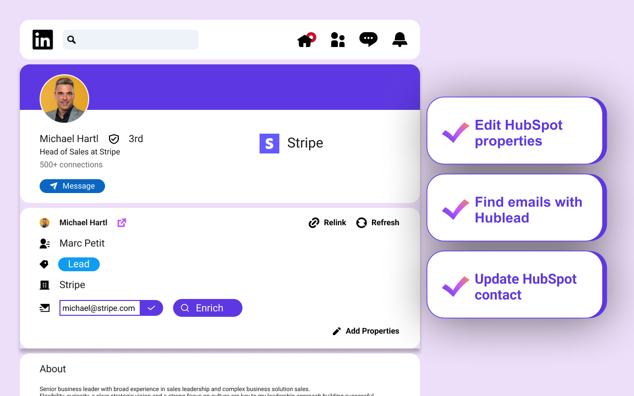 Enrichis avec des adresses e-mail et des numéros de téléphone, puis prends contact