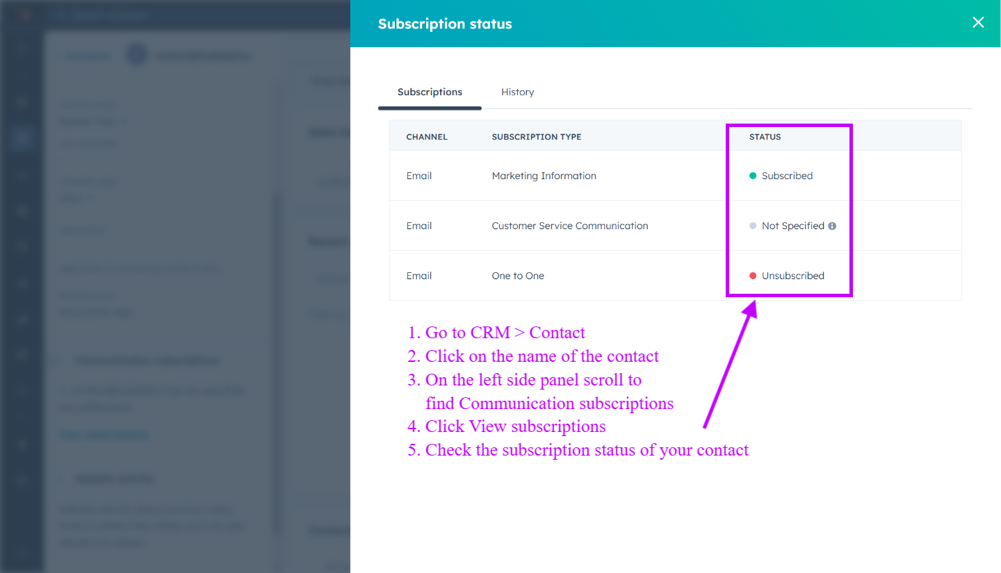 Estado de Suscripciones de HubSpot