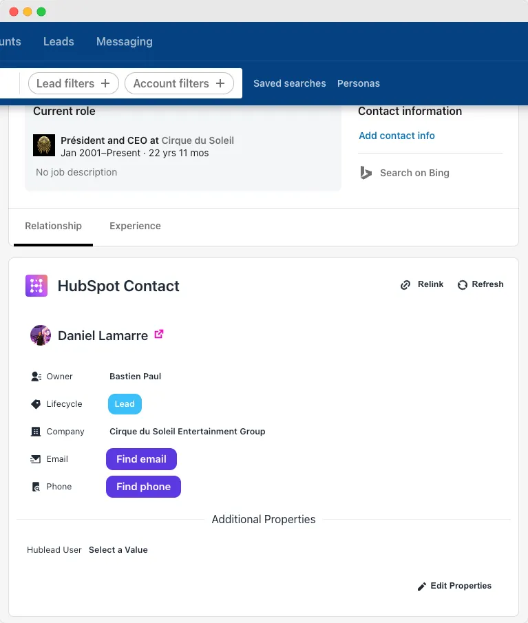 importar contactos de LinkedIn Sales Navigator a HubSpot