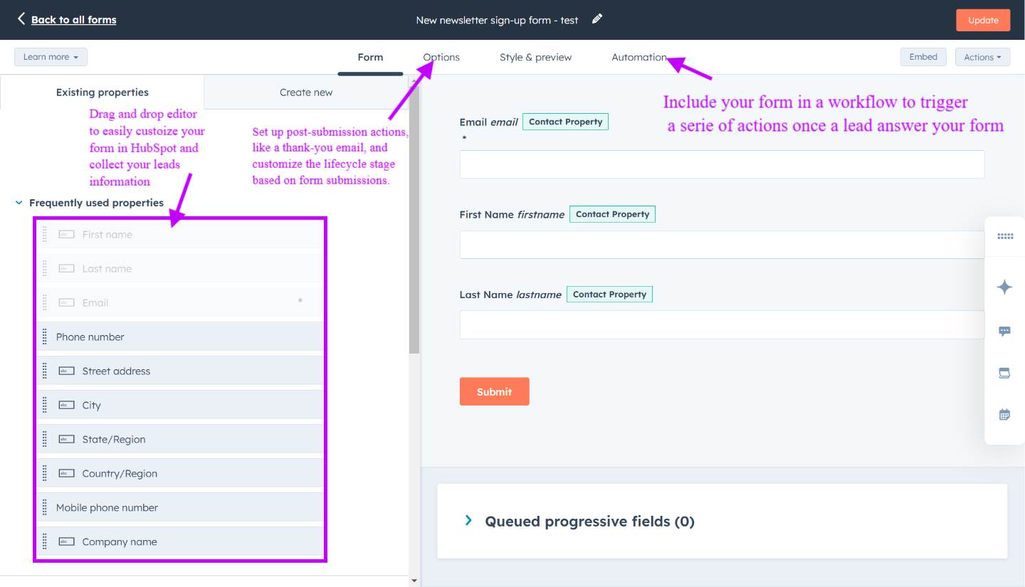 Cómo crear formularios en HubSpot