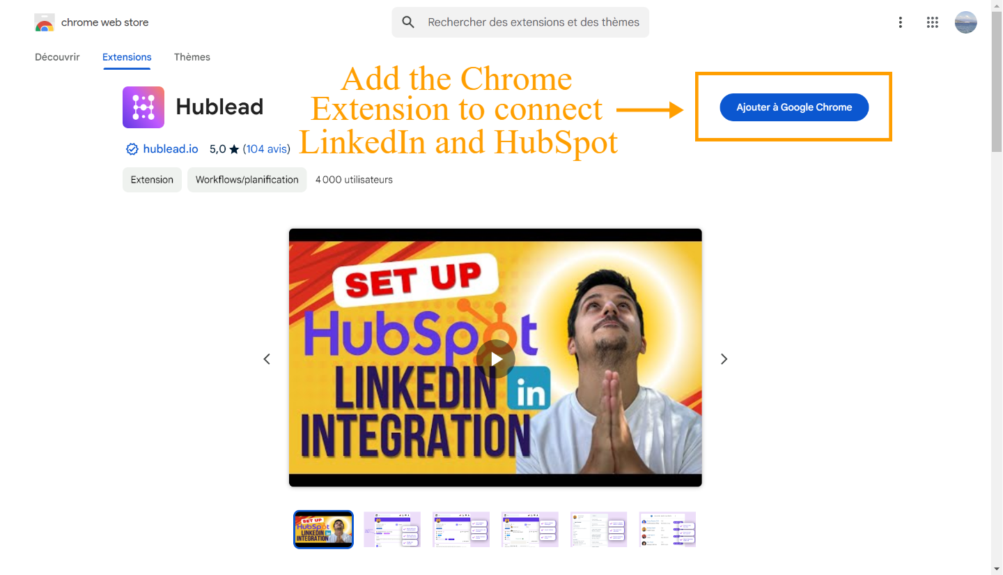 Lade die Hublead Chrome-Erweiterung herunter, um HubSpot und LinkedIn zu synchronisieren