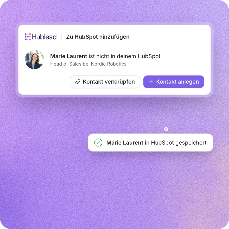 Hublead legt einen HubSpot-Kontakt aus einem LinkedIn-Profil an oder verknüpft ihn