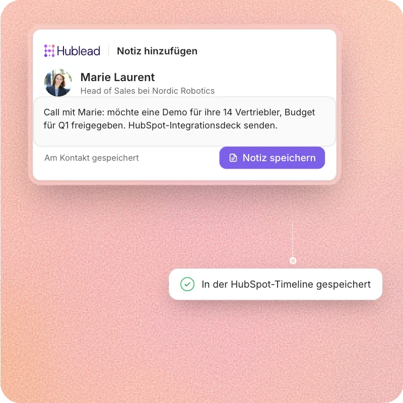 LinkedIn-Nachrichten, von Hublead auf der Timeline des HubSpot-Kontakts geloggt
