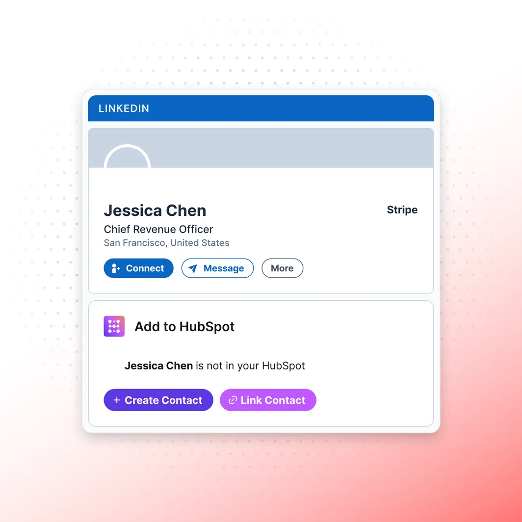 Hublead creating or linking a HubSpot contact from a LinkedIn profile